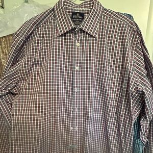 Stafford plaid travel broadcloth regular fit men's dress shirt Big & Tall 18
